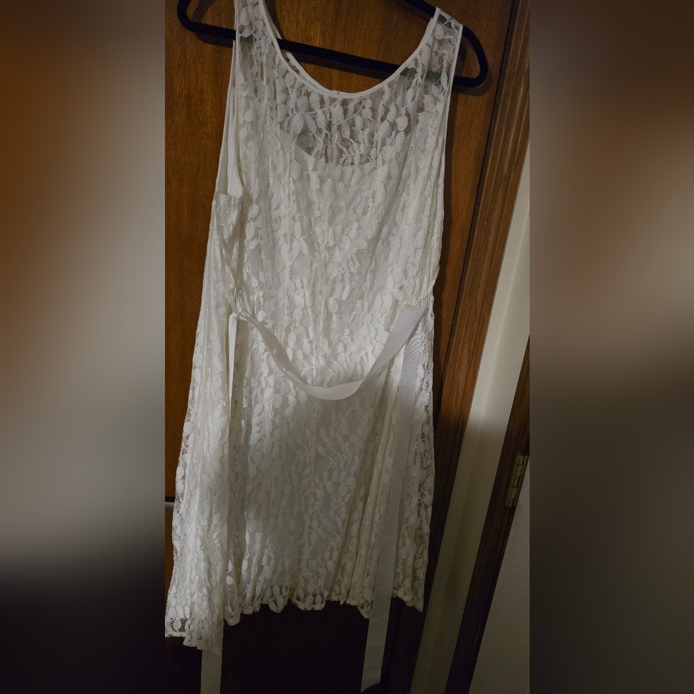 Carmen Marc Valvo Lace Dress - Cream - 24